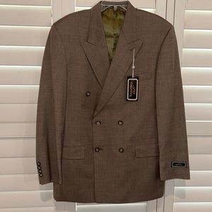 Wool silk blend double breasted suit jacket grey 42 regular